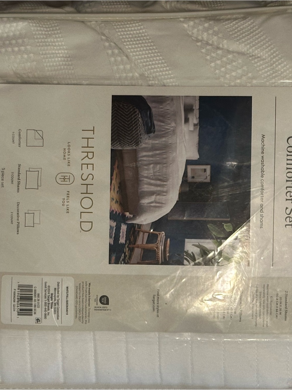 Threshold White Waffle Stripe Comforter Set